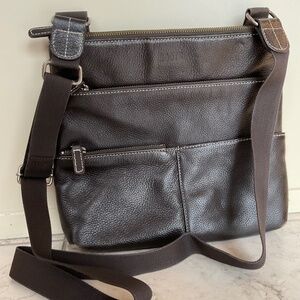 Roots Genuine Leather Dark Brown Crossbody Shoulder Bag